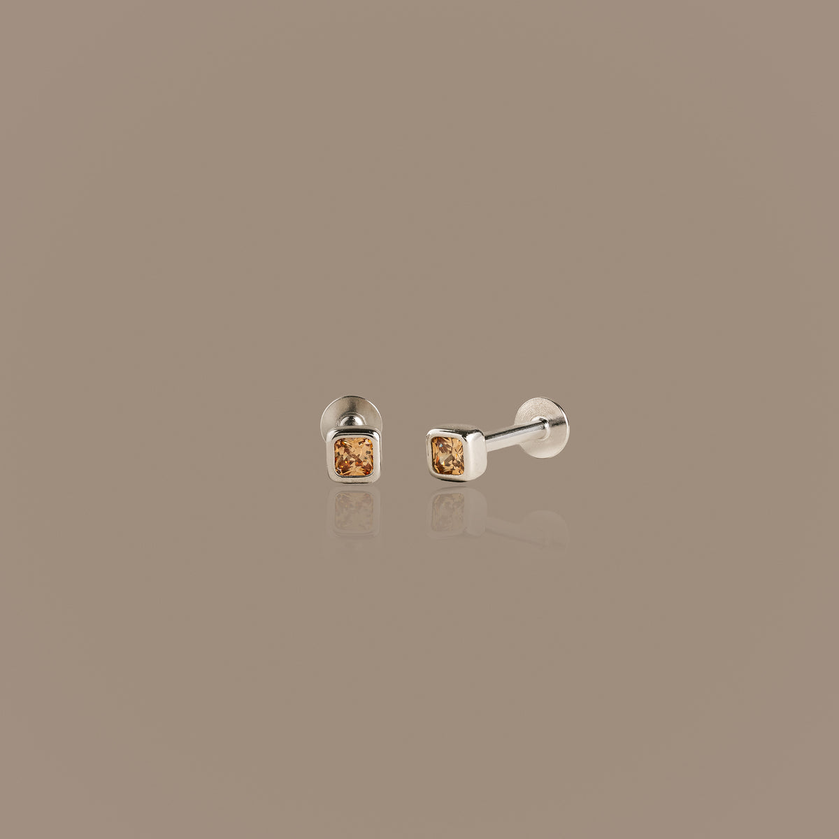 Square Bezel Topaz Flat Back Studs