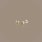 Square Bezel Peridot Flat Back Studs