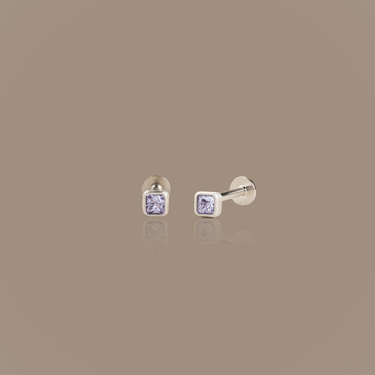 Square Bezel Alexandrite Flat Back Studs