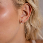 sterling silver flat back earrings with heart-shaped studs and clear crystal drops