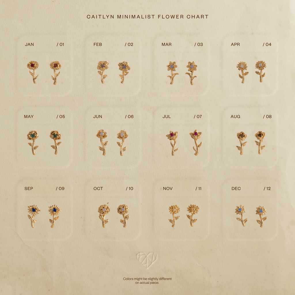 Birth Flower Stud Earrings
