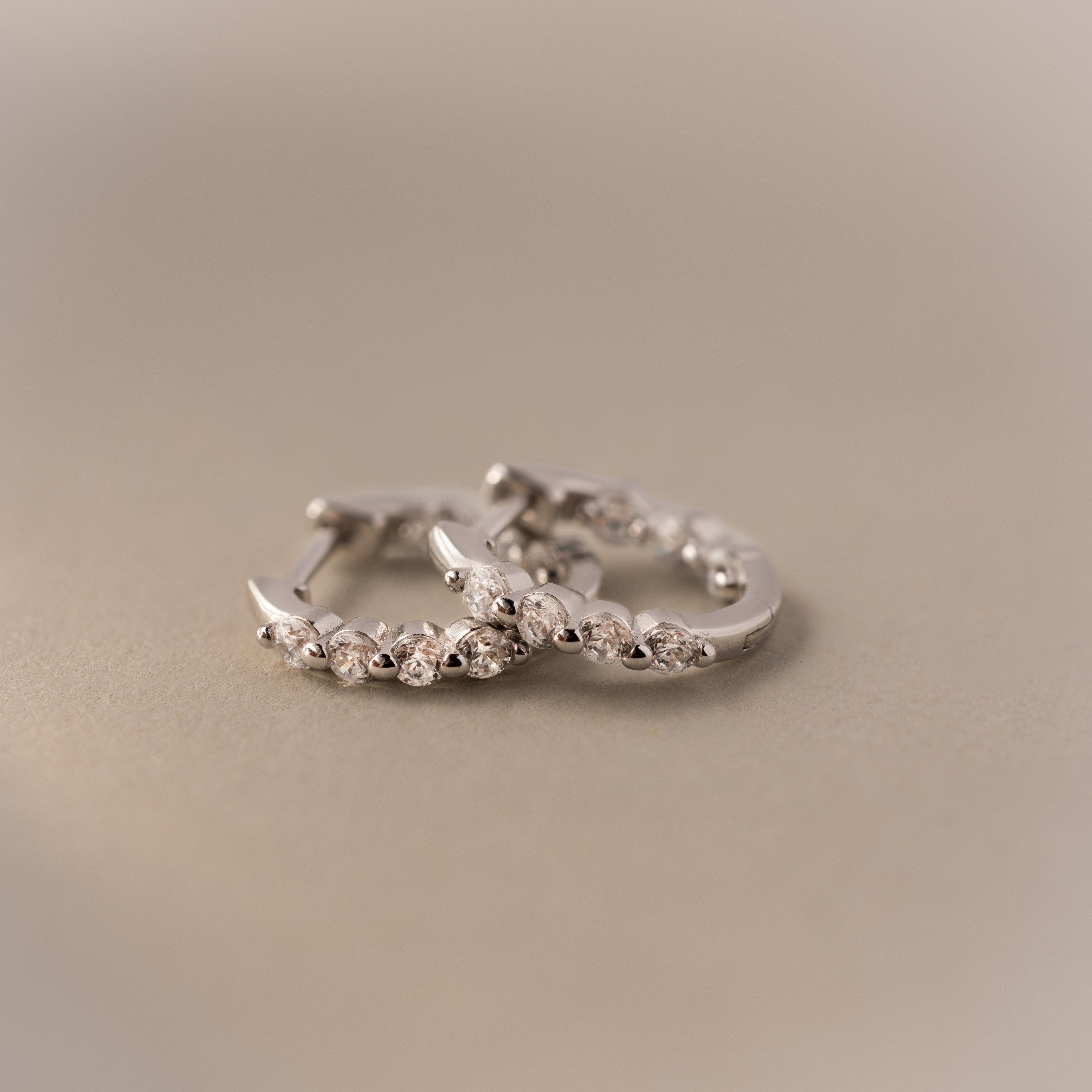 Mini Diamond Beaded Huggies