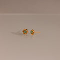 Mini Jade Flower Studs in 18K Gold