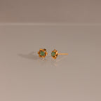 Mini Jade Flower Studs in 18K Gold