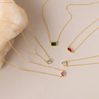 Custom Cut Bezel Birthstone Necklace
