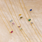 Custom Cut Bezel Birthstone Necklace