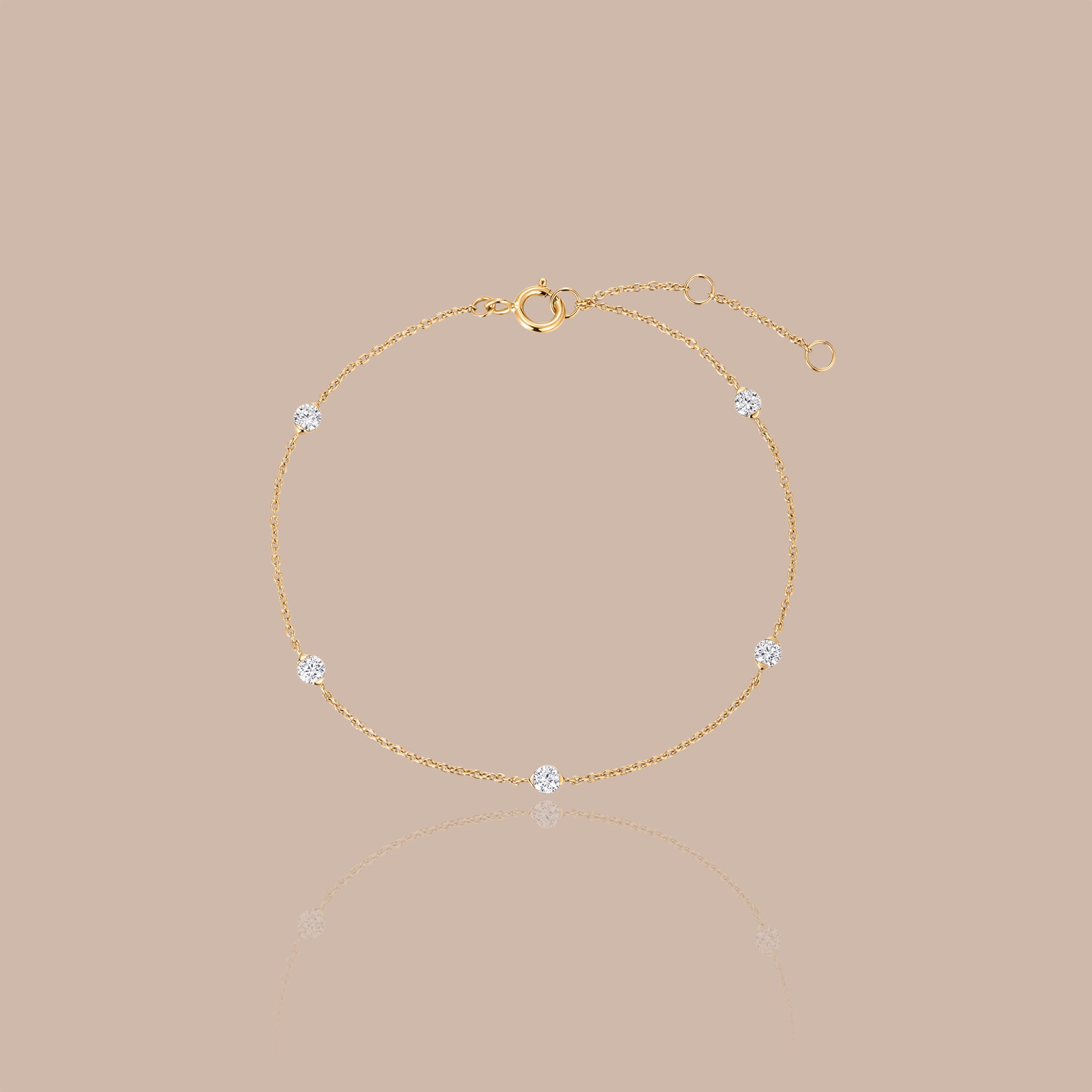 Solid Gold Pressure-Set Lab-Grown Diamond Station Bracelet