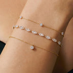 14K Gold Diamond Station Bracelet