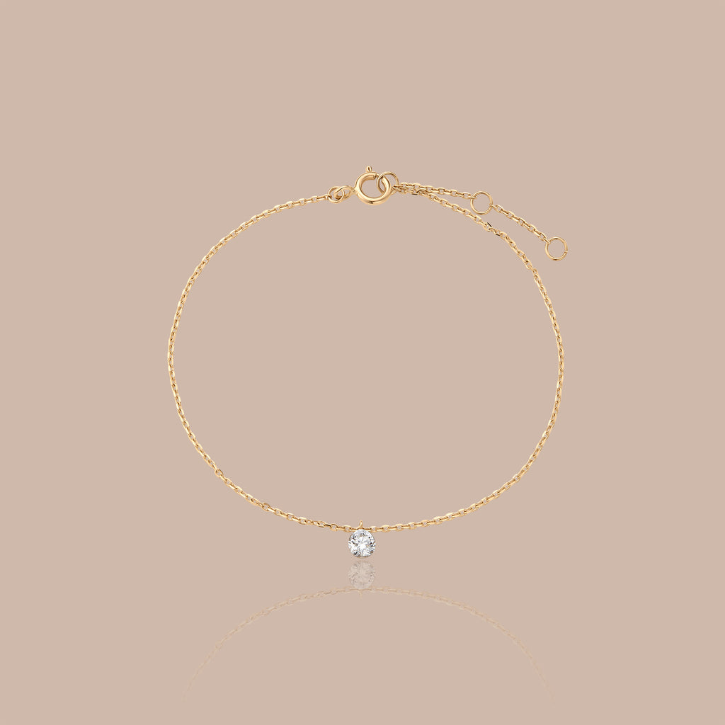 14K Gold Floating Diamond Pendant Bracelet