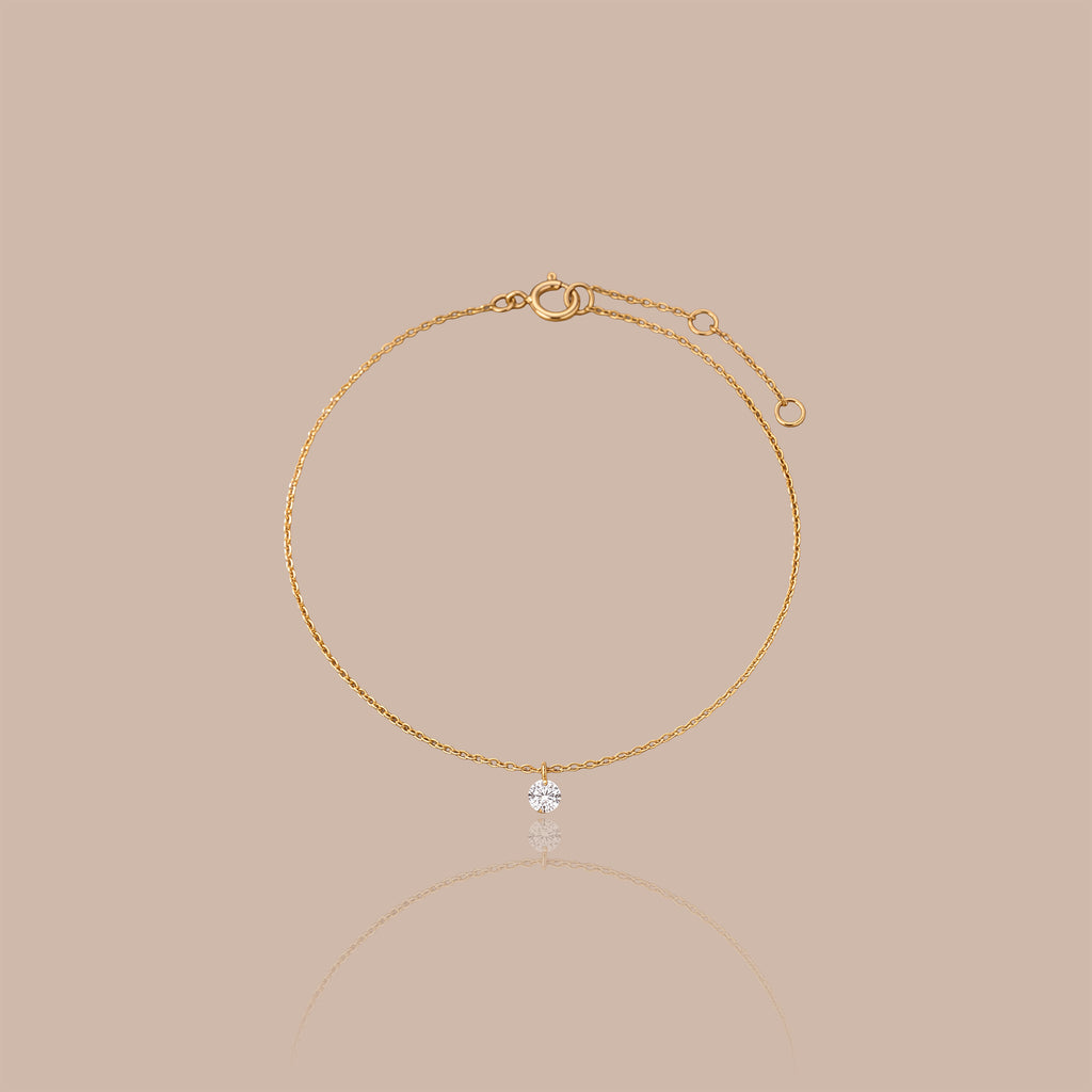 Solid Gold Lab-Grown Diamond Charm Bracelet