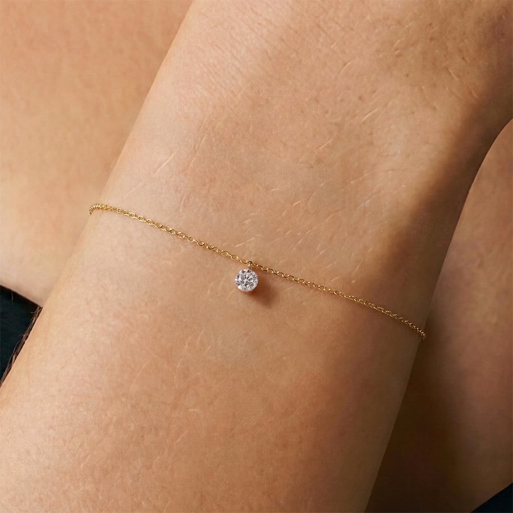 Solid Gold Lab-Grown Diamond Charm Bracelet