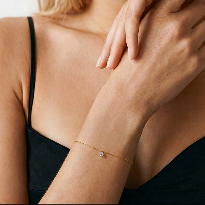 Solid Gold Lab-Grown Diamond Charm Bracelet