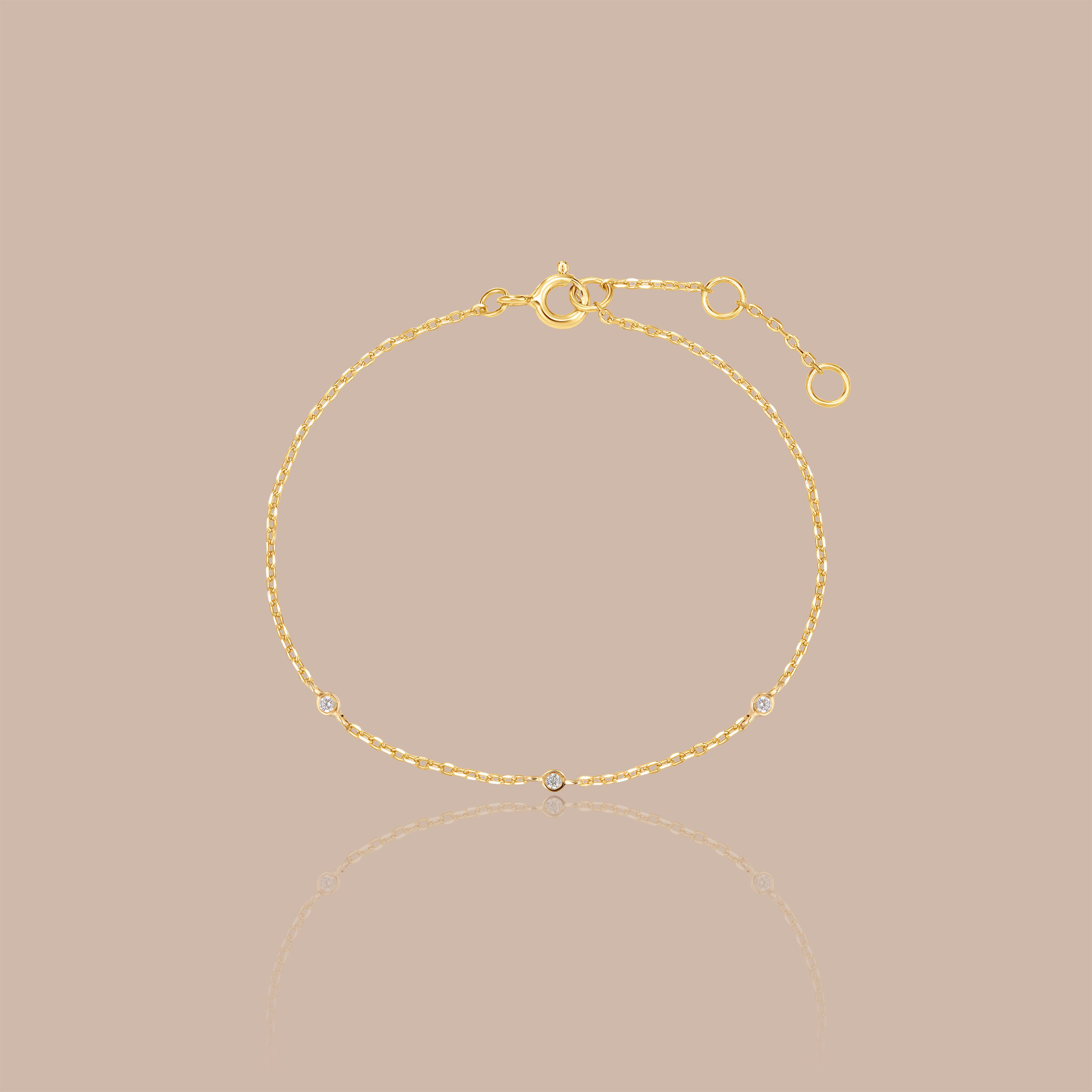 Solid Gold Lab-Grown Diamond Station Bracelet