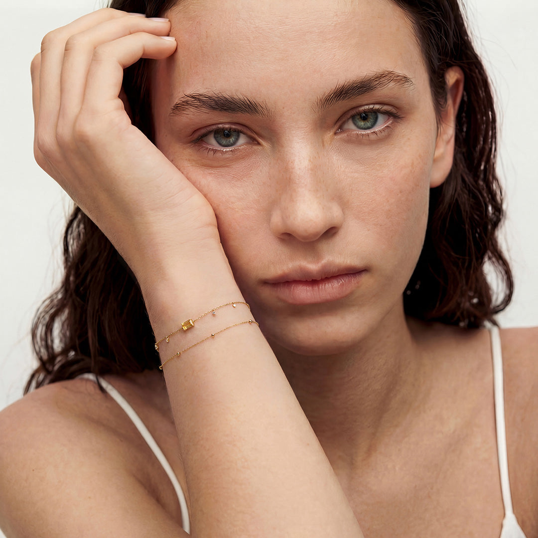 Solid Gold Minimal Dot Chain Bracelet