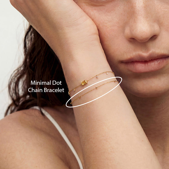 Solid Gold Minimal Dot Chain Bracelet
