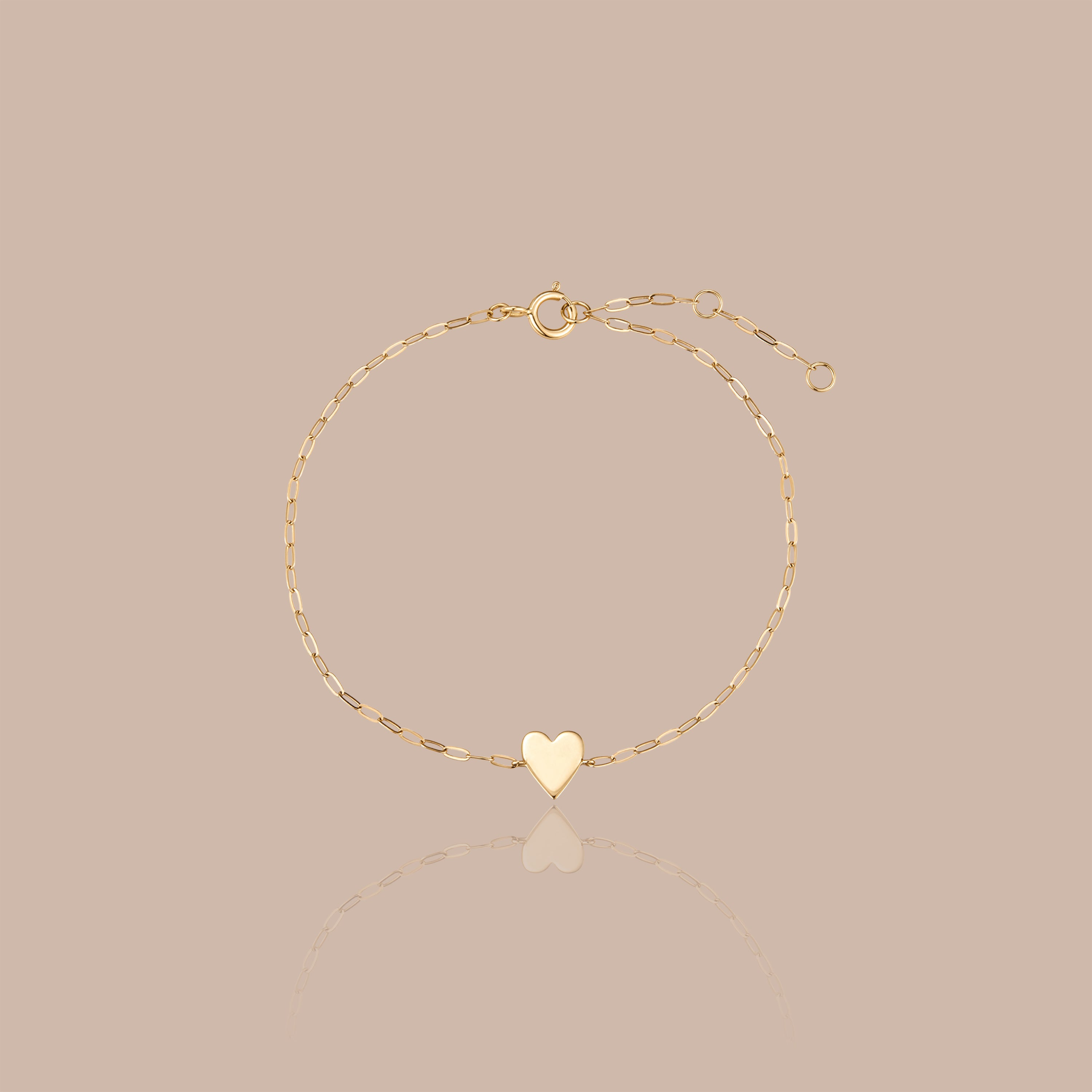 Solid Gold Heart Charm Bracelet