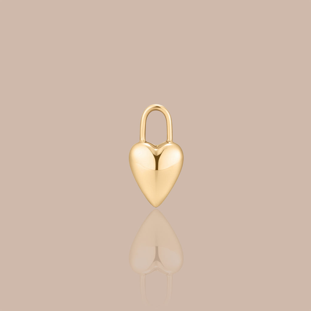 Solid Gold Heart Lock Charm