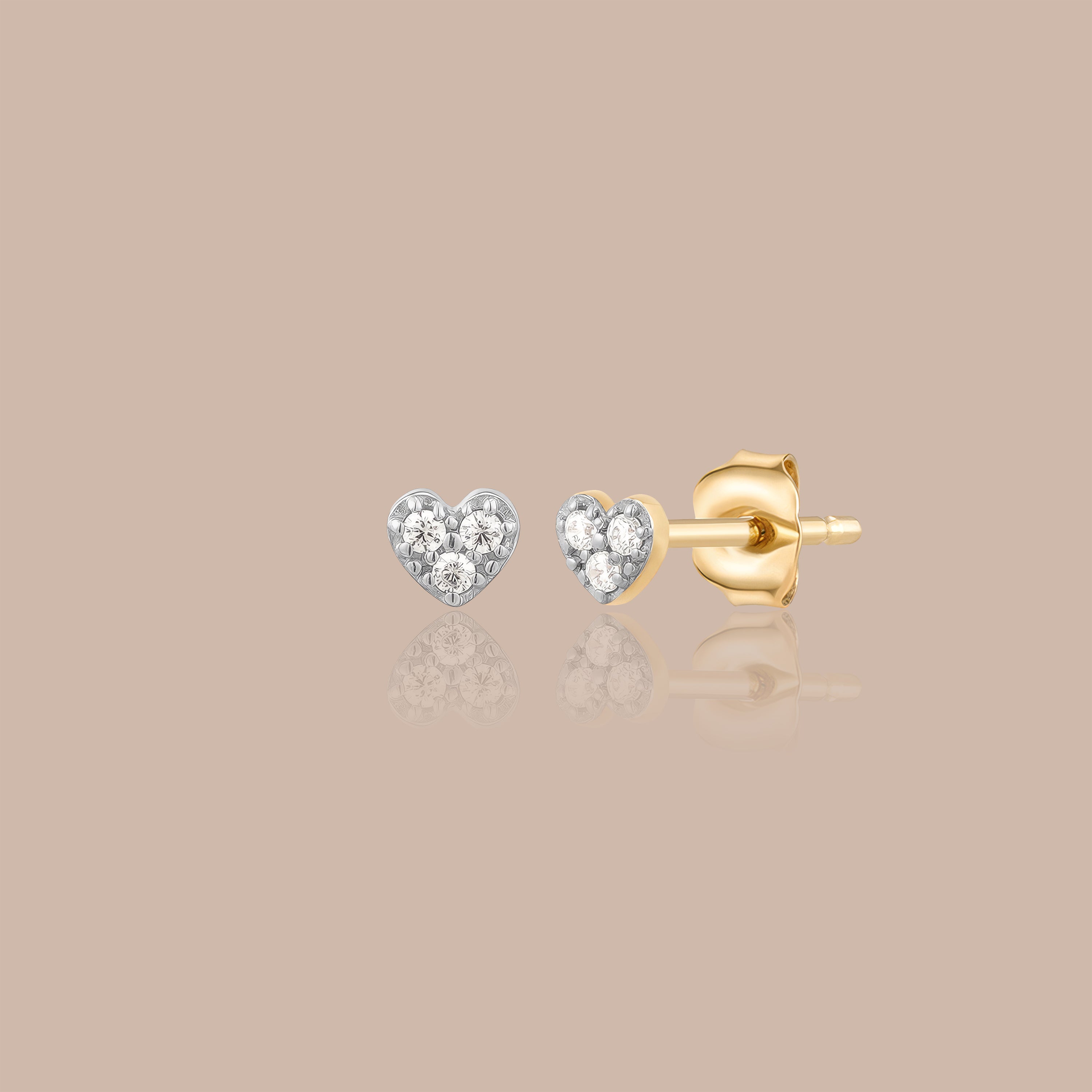 Solid Gold Petite Heart Lab-Grown Diamond Studs