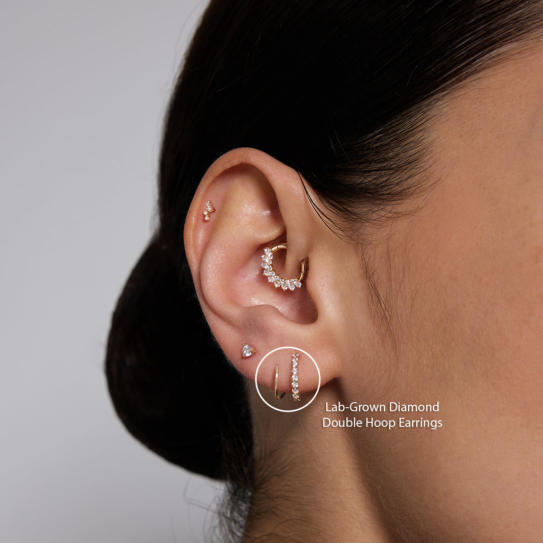 Solid Gold Lab-Grown Diamond Twisted Hoop Earrings