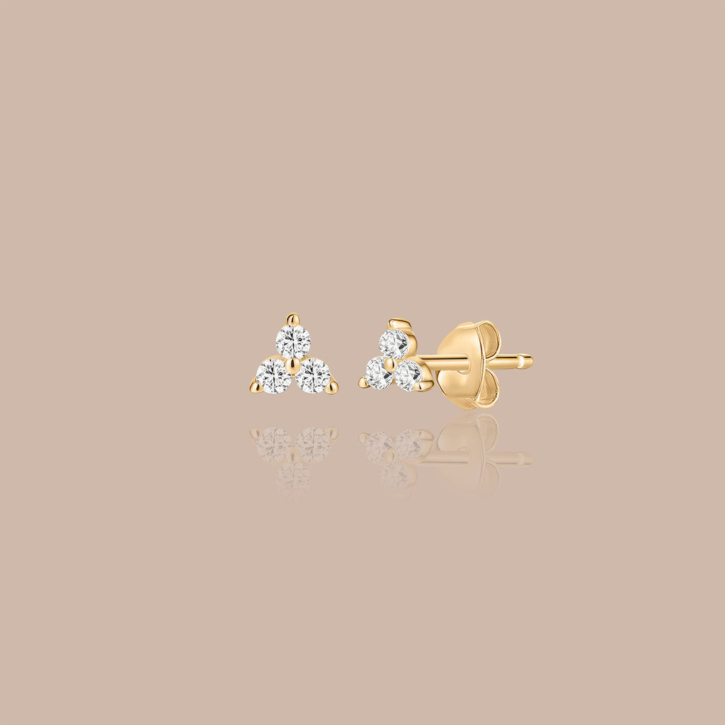 Solid Gold Lab-Grown Diamond Mini Cluster Stud Earrings