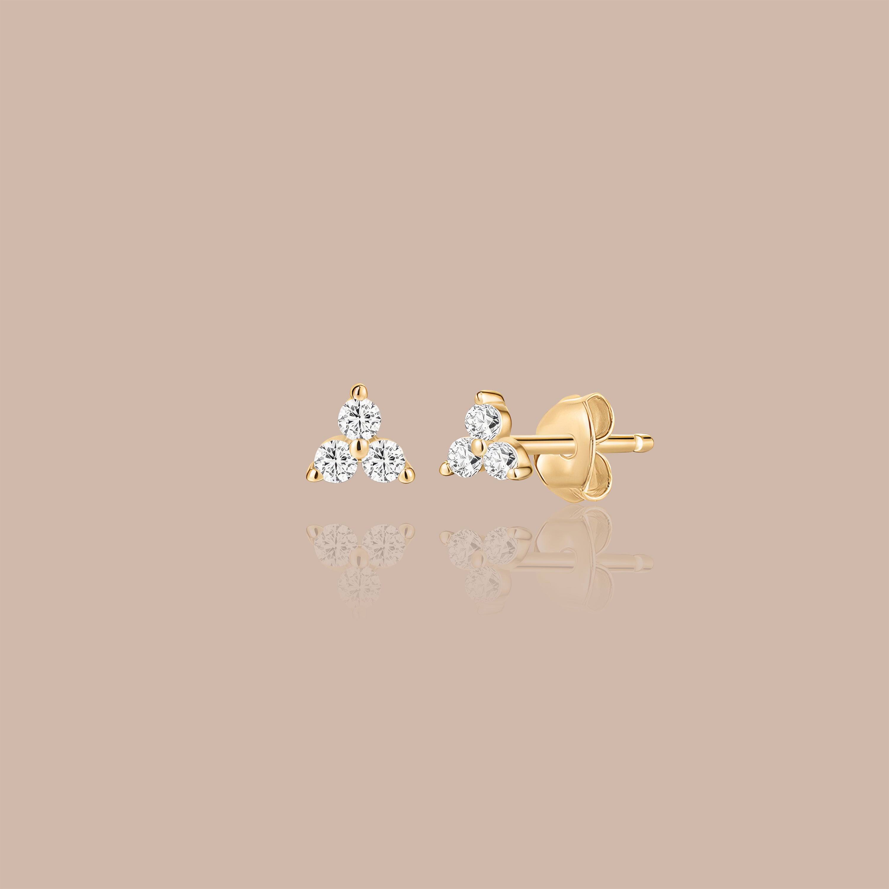 Solid Gold Lab-Grown Diamond Mini Cluster Stud Earrings