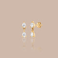 Solid Gold Lab-Grown Diamond Pear Duo Drop Studs