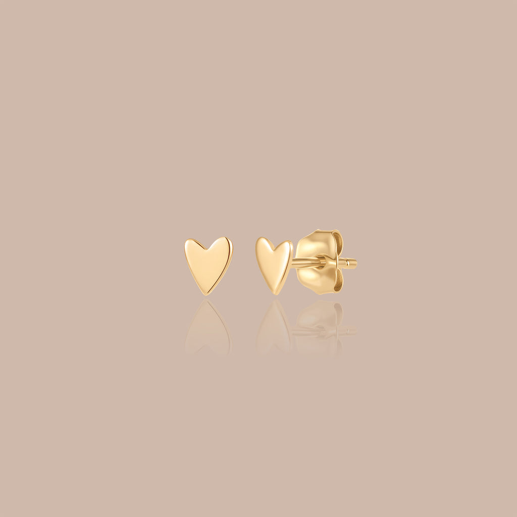 Solid Gold Heart Stud Earrings