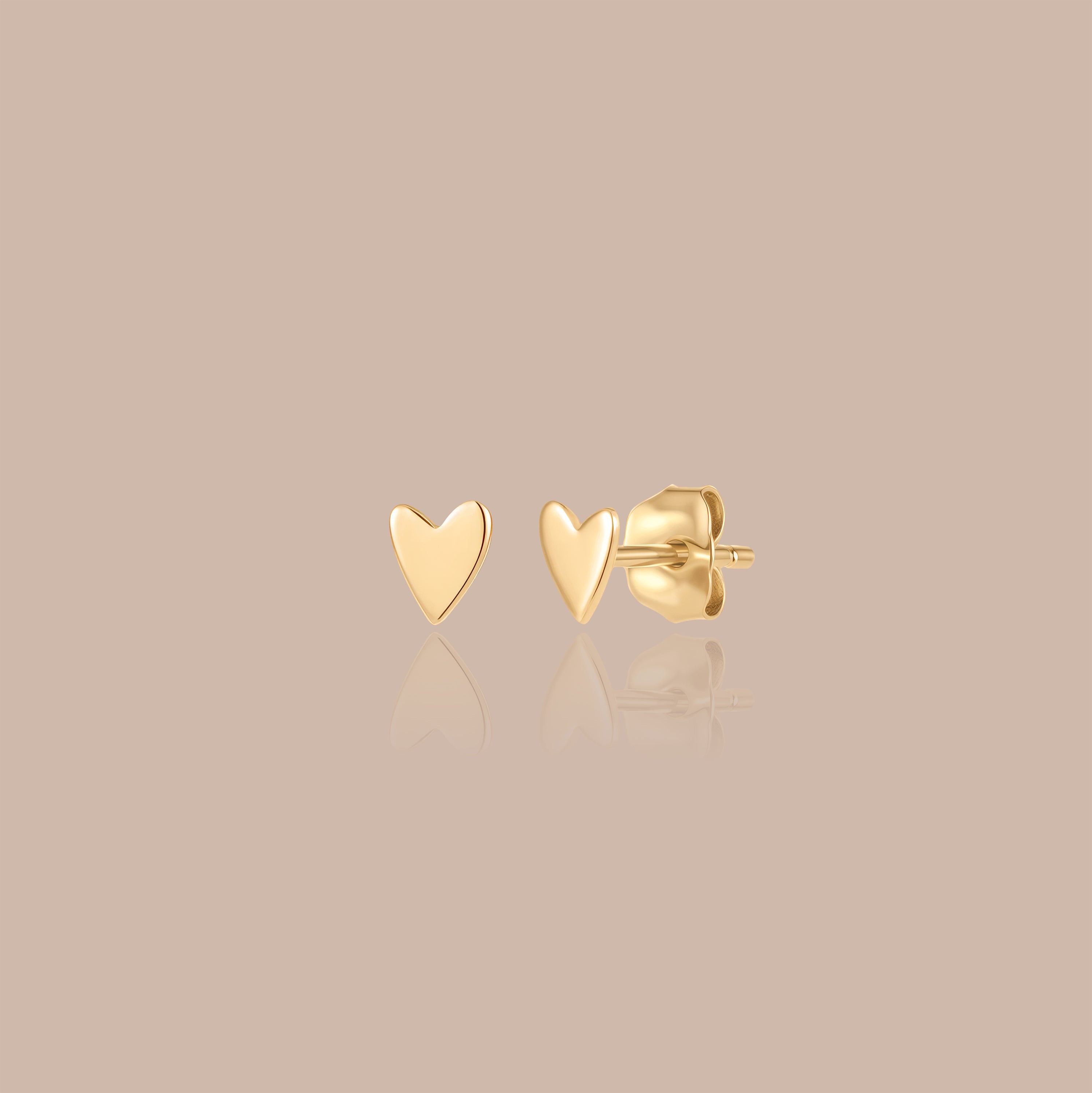 Solid Gold Heart Stud Earrings