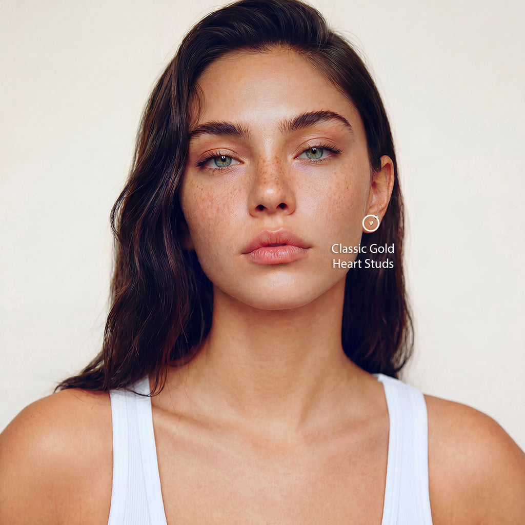 Solid Gold Heart Stud Earrings