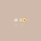 Solid Gold Lab-Grown Diamond Baguette Trio Studs