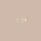 Solid Gold Round Lab-Grown Diamond Cross Stud Earrings
