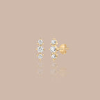 Solid Gold Lab-Grown Diamond Triple Cluster Stud Earrings