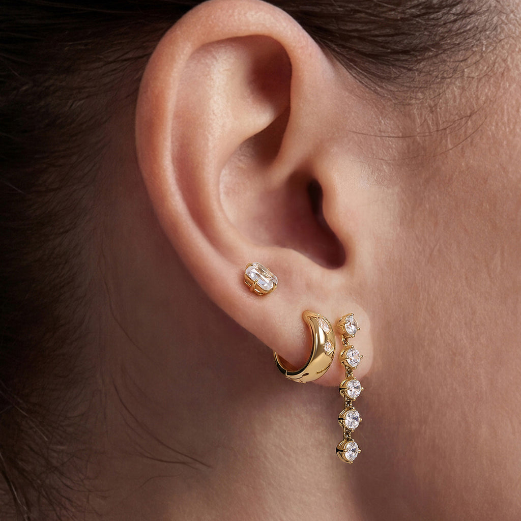 Solid Gold Emerald-Cut Lab-Grown Diamond Stud Earrings