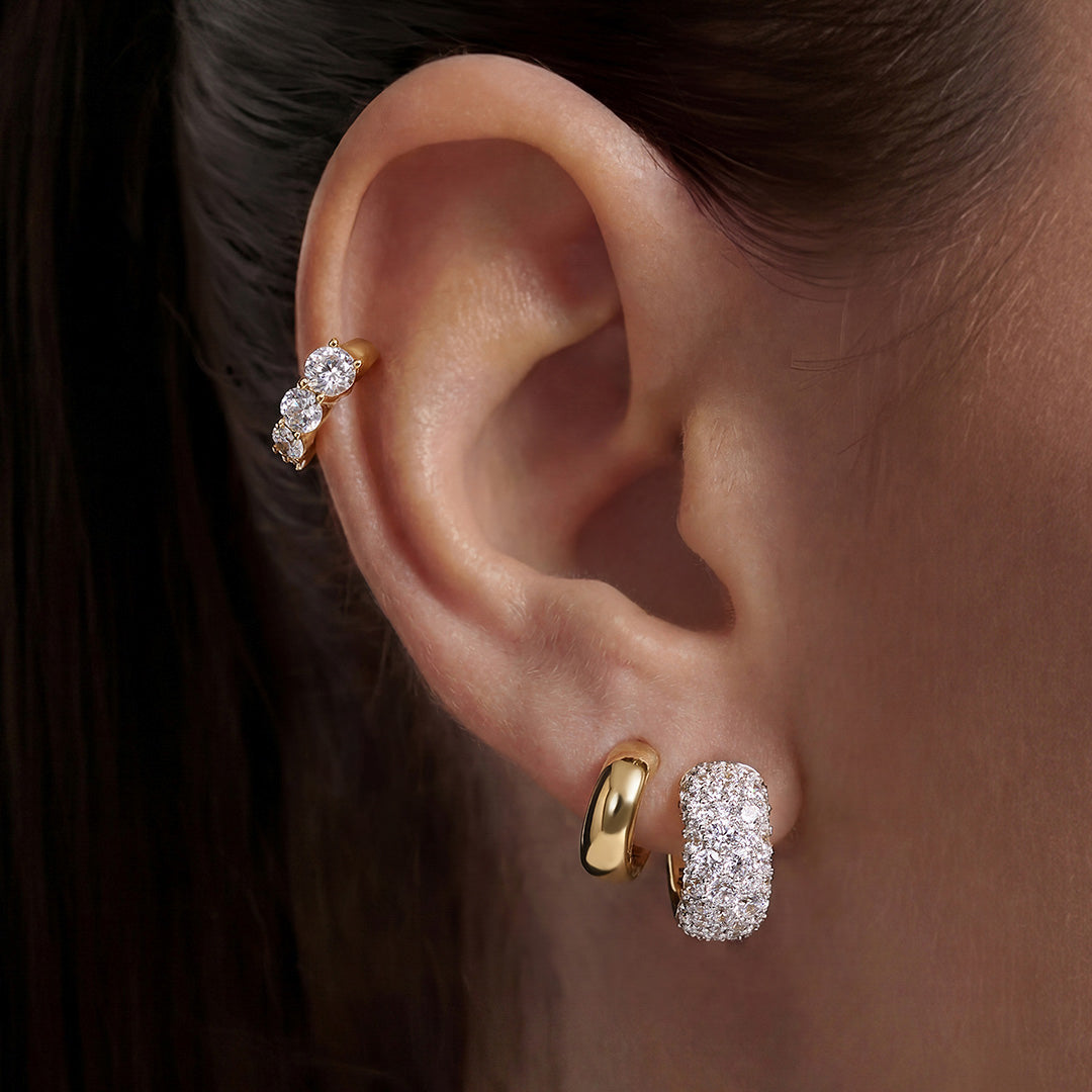14K Gold Polished Dome Huggie Earrings