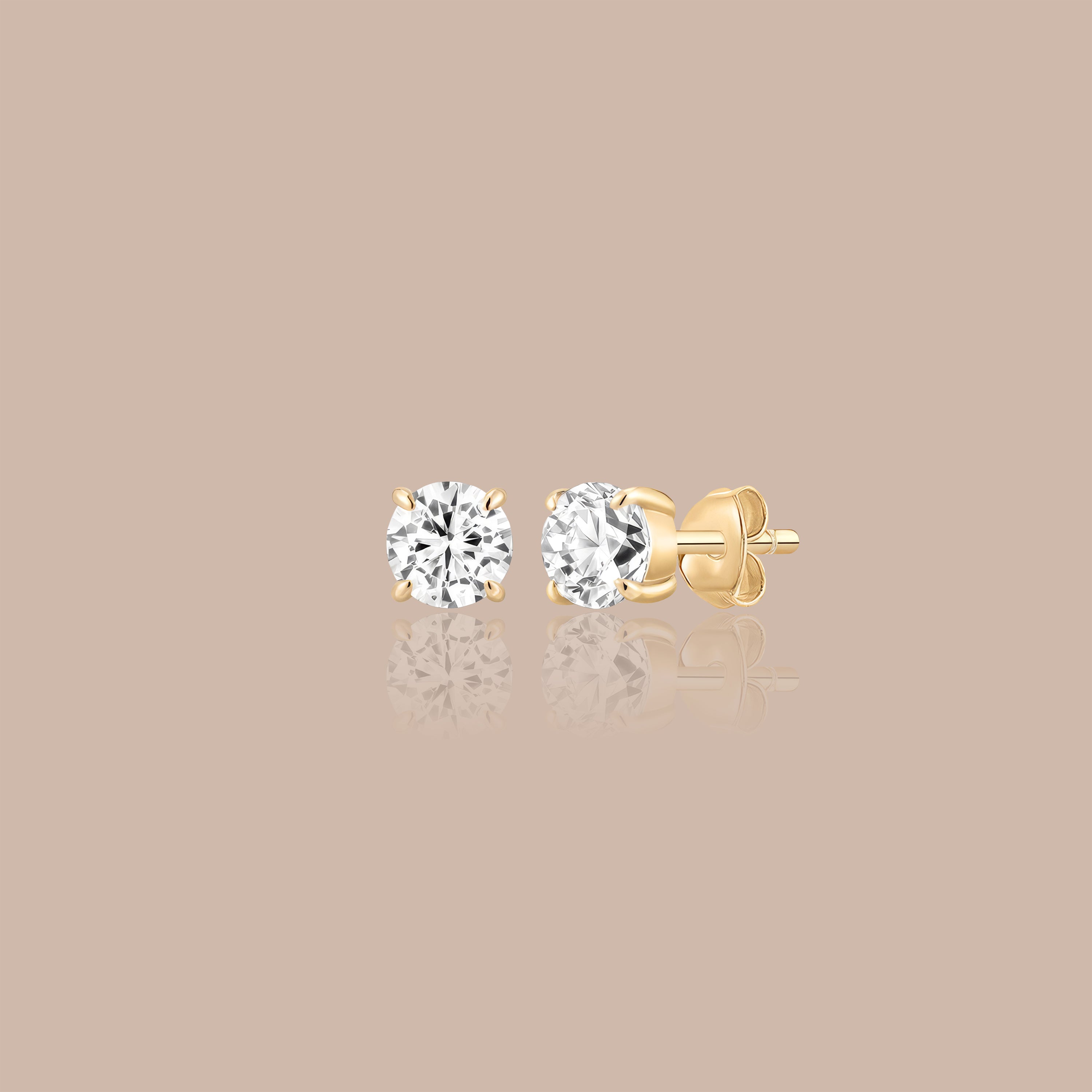 Solid Gold Round Lab-Grown Diamond Stud Earrings