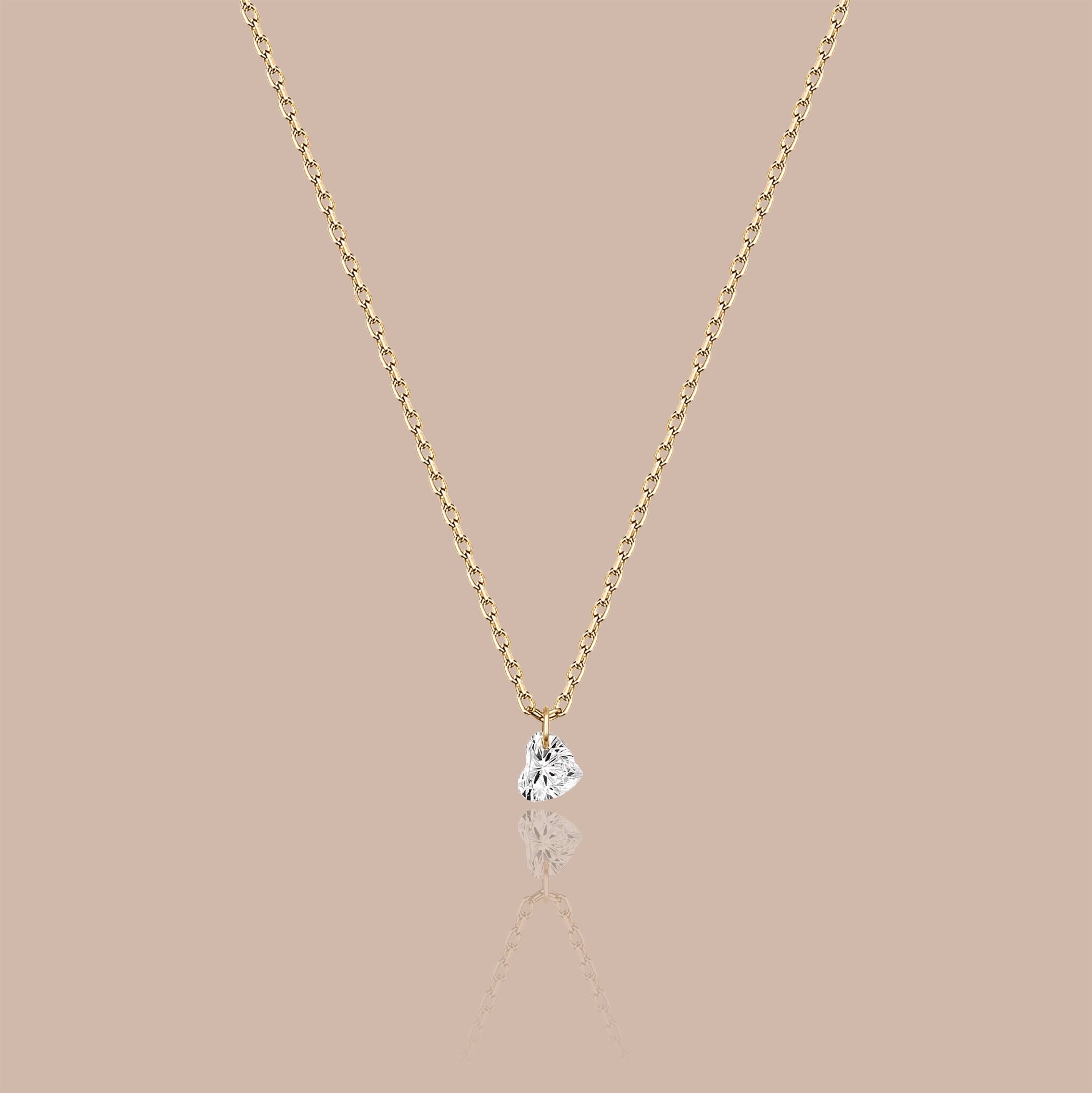 Solid Gold Heart Lab-Grown Diamond Pendant Necklace