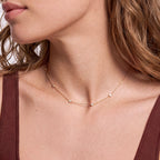 Solid Gold Essential Bezel Diamond Station Necklace