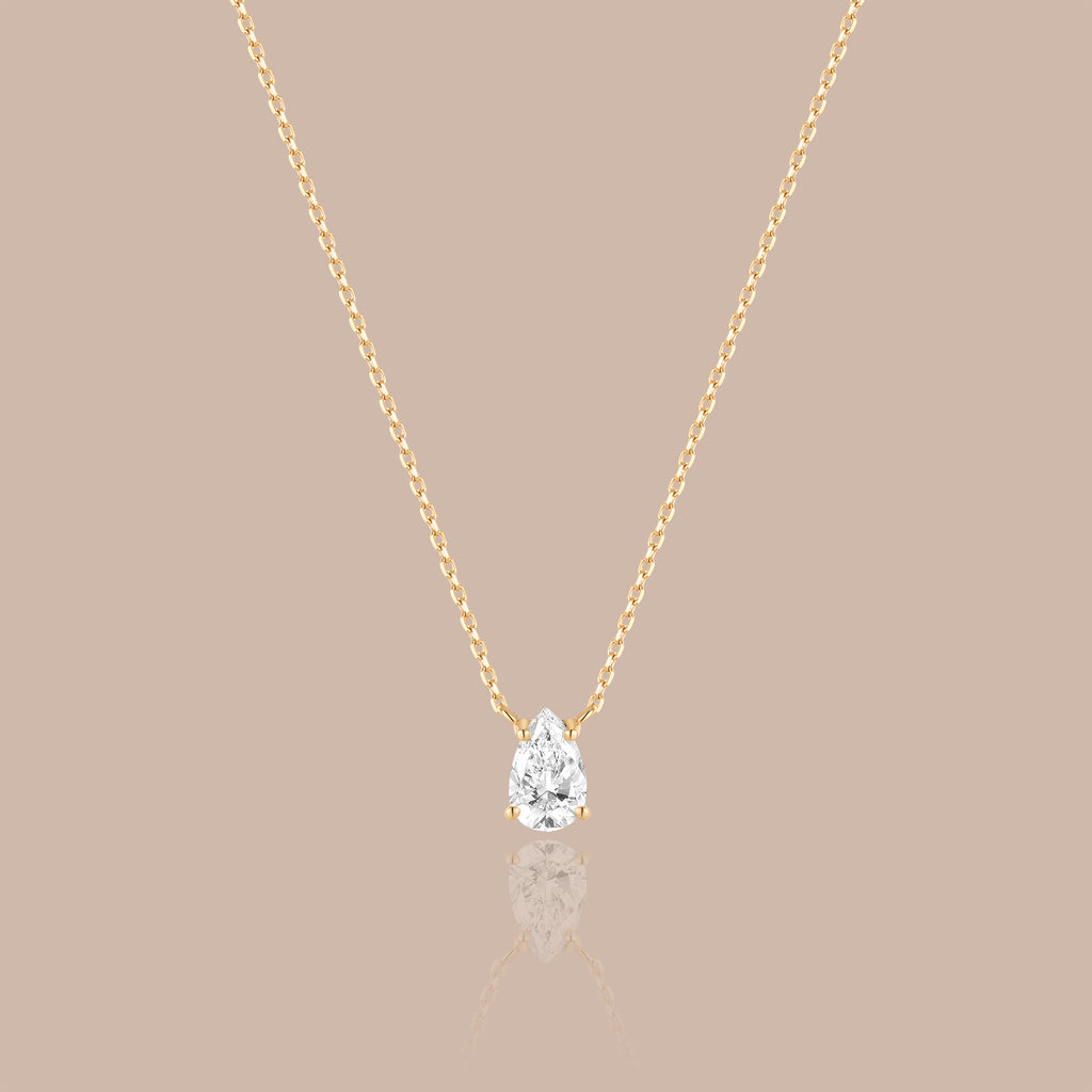 Solid Gold Pear-Cut Lab-Grown Diamond Solitaire Necklace