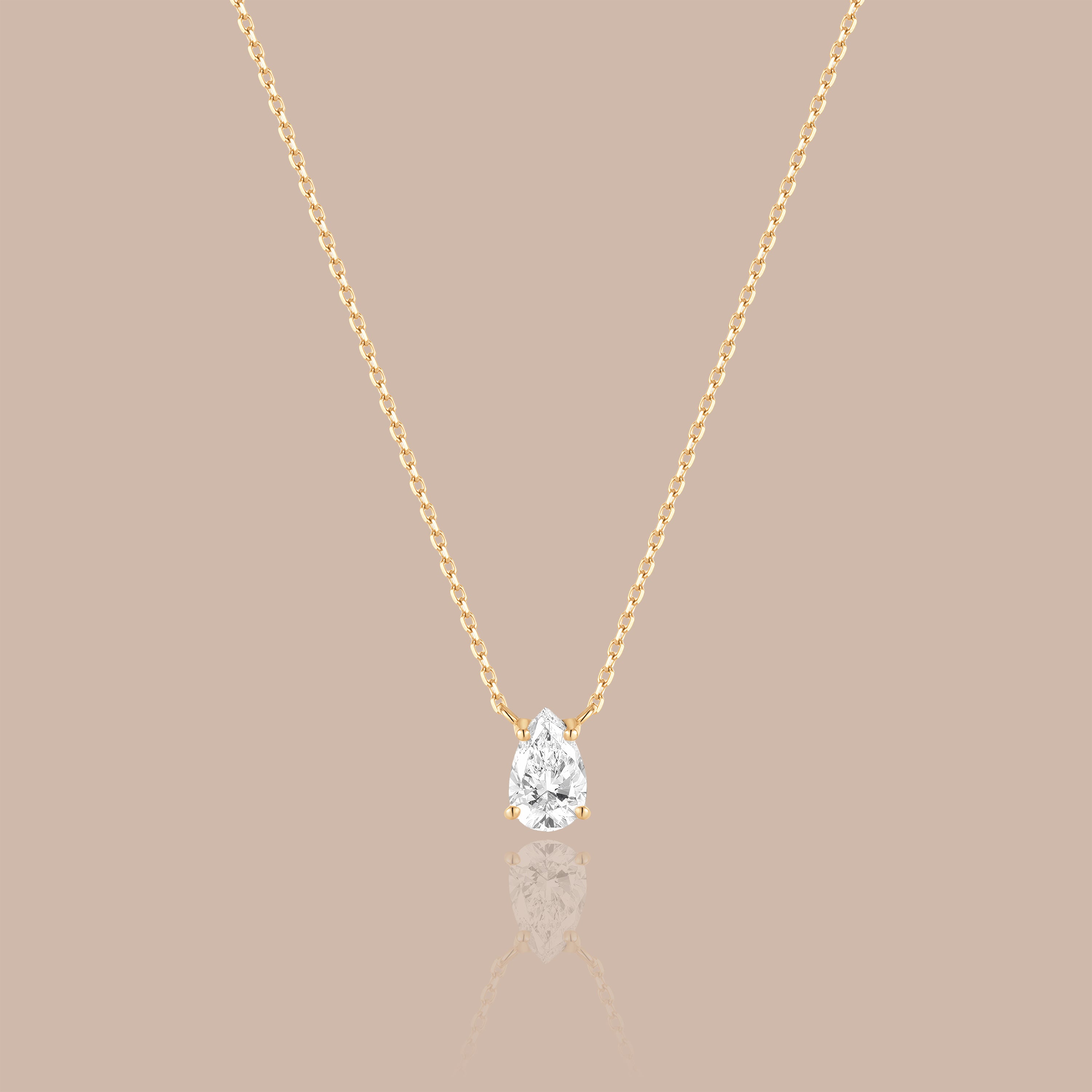 Solid Gold Pear-Cut Lab-Grown Diamond Solitaire Necklace