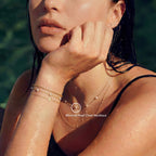 Solid Gold Pearl Station Chain Necklace