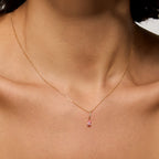 Solid Gold Pear Lab-Grown Padparadscha Sapphire Charm