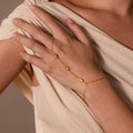 Moonstone Hand Chain Bracelet in 18K Gold