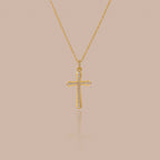 Solace Pave Cross Necklace in 18K Gold