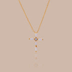 Marquise Gemstone Cross Necklace