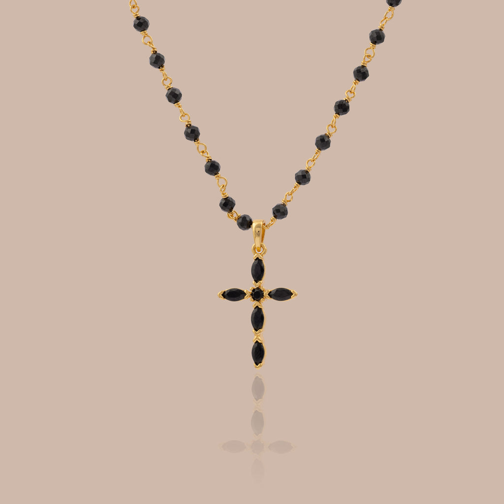 Midnight Cross Necklace in 18K Gold