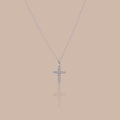Dainty Diamond Cross Necklace in Sterling Silver