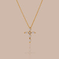 Marquise Gemstone Cross Necklace