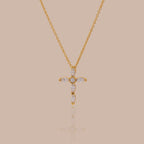 Marquise Gemstone Cross Necklace