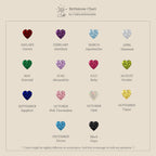 A 4x4 grid of heart-shaped birthstones by month and name, inspired by the Love Toi et Moi Ring, styled like stacking rings on a white background with a minimal design.
