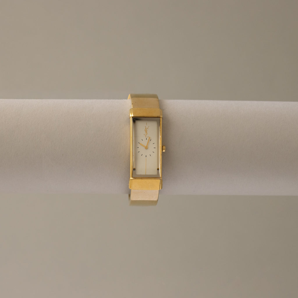 Vintage YSL Slim Rectangular Gold Watch